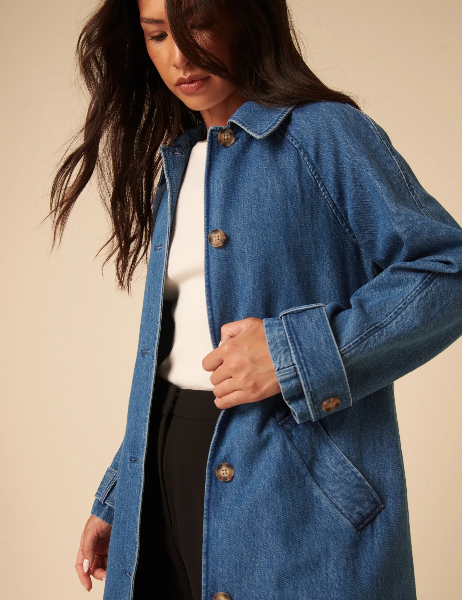 Denim Single Breasted Trench Coat sold by Nobody's Child product image thumbnail 4