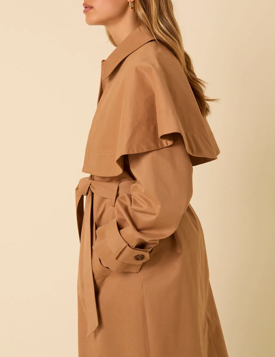 Camel Detachable Cape Trench Coat sold by Nobody's Child product image thumbnail 3