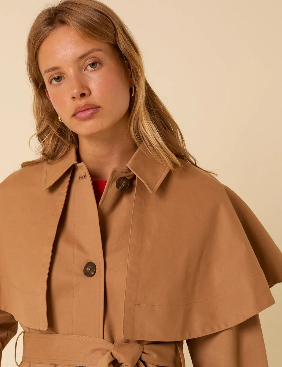 Camel Detachable Cape Trench Coat sold by Nobody's Child product image thumbnail 2