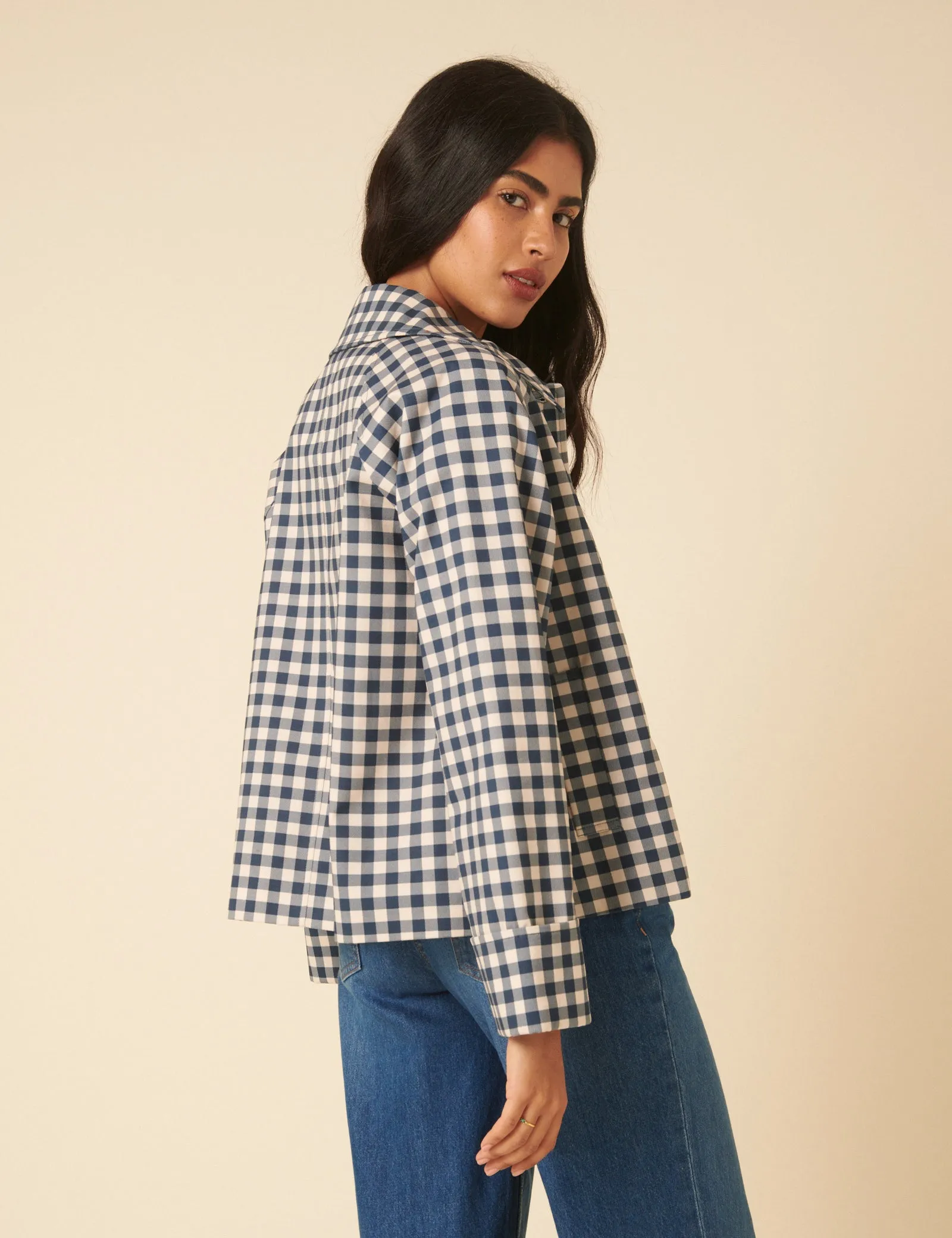 Blue Gingham Swing Jacket sold by Nobody's Child product image thumbnail 4