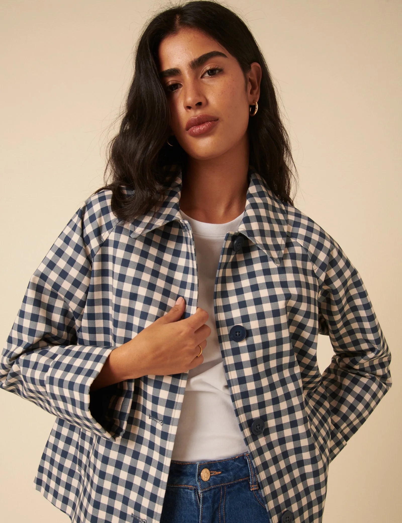 Blue Gingham Swing Jacket sold by Nobody's Child