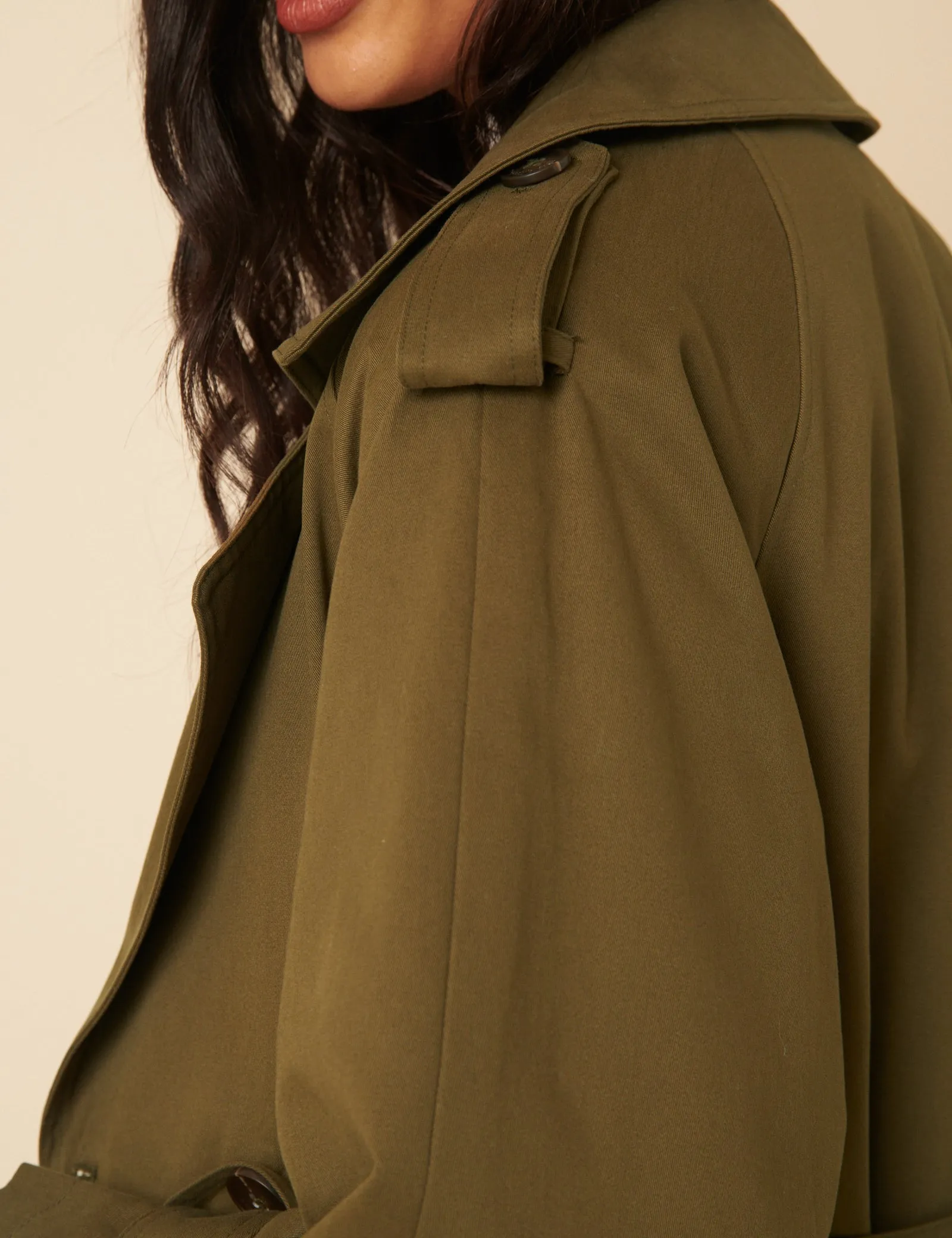 Khaki Green Double Breasted Trench Coat sold by Nobody's Child product image thumbnail 4