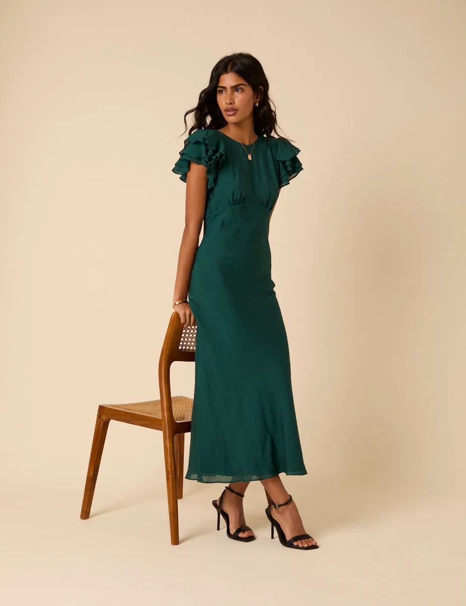 Green Frill Sleeve Lola Midi Dress sold by Nobody's Child product image thumbnail 3