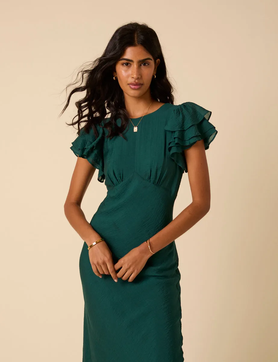 Green Frill Sleeve Lola Midi Dress sold by Nobody's Child product image thumbnail 2