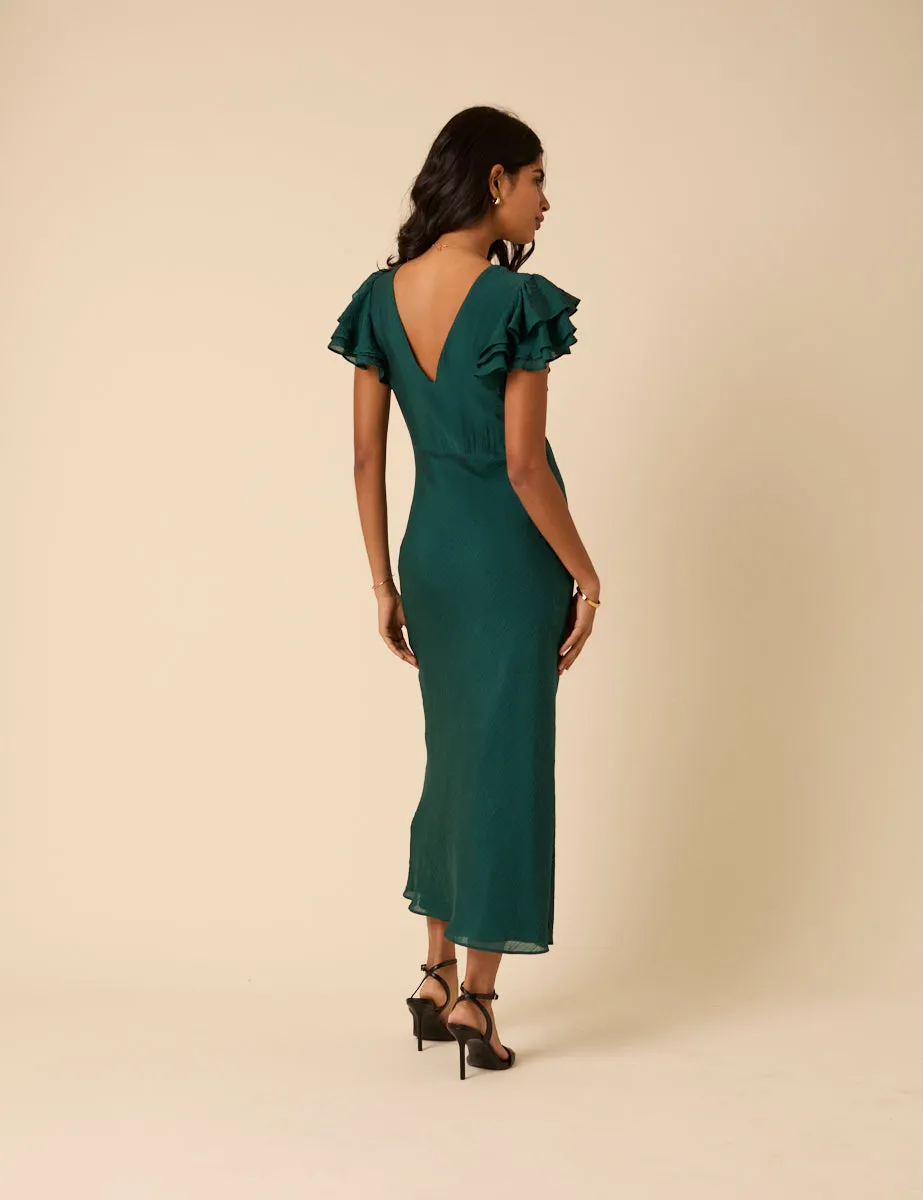Green Frill Sleeve Lola Midi Dress sold by Nobody's Child product image thumbnail 5