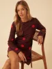 Burgundy Polka Dot Long Sleeve Romy Mini Dress sold by Nobody's Child