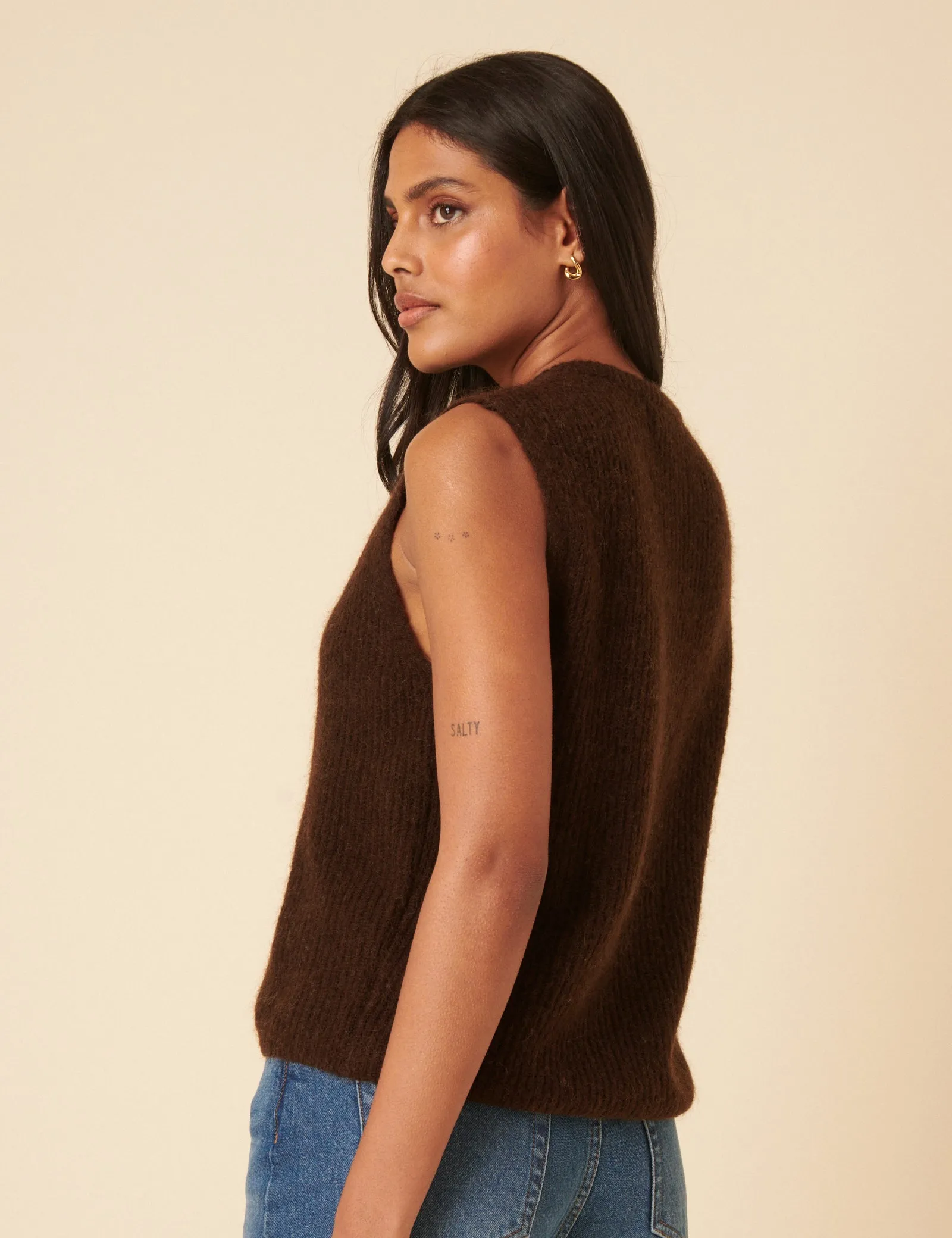 Brown Button Down Mohair Knitted Vest sold by Nobody's Child product image thumbnail 5