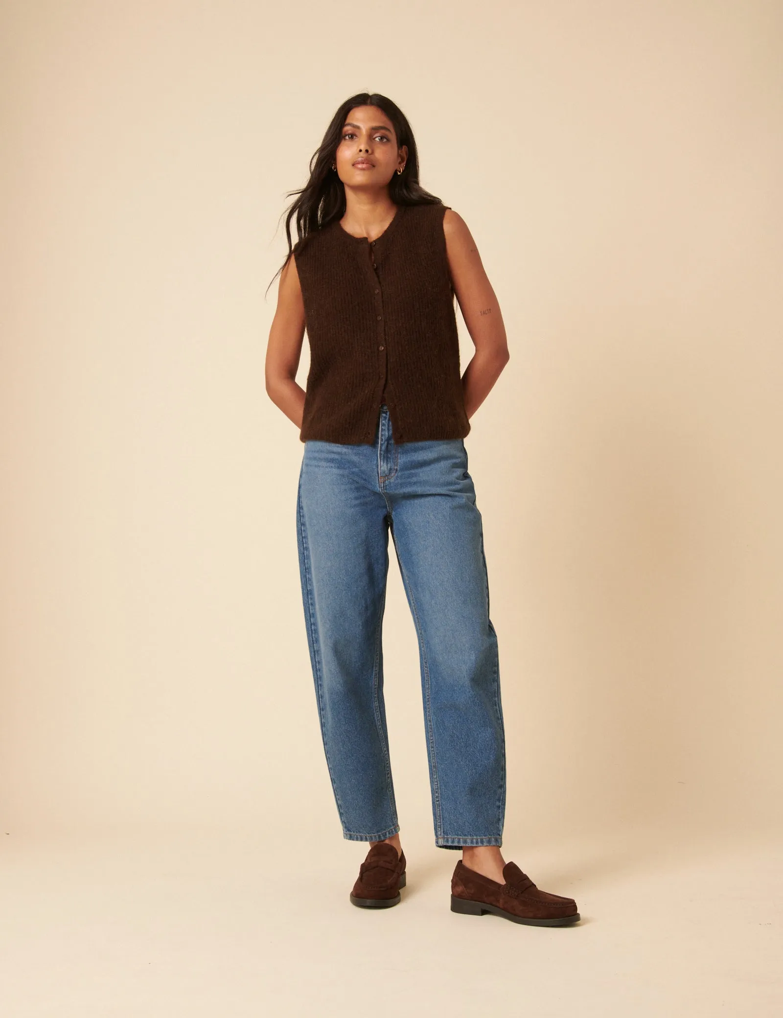 Brown Button Down Mohair Knitted Vest sold by Nobody's Child product image thumbnail 2