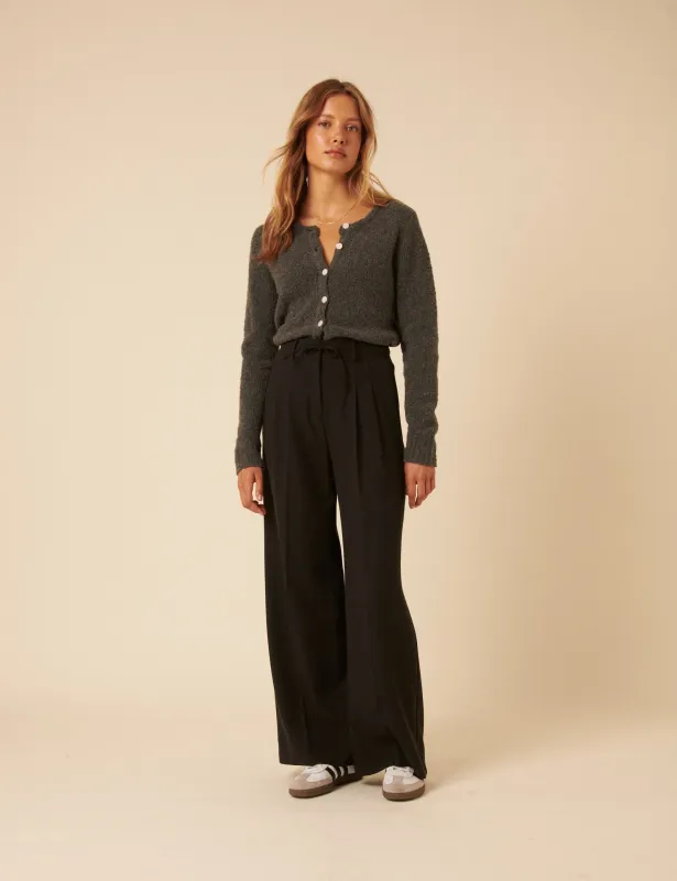 Dark Grey Wide Leg Tailored Trousers sold by Nobody's Child
