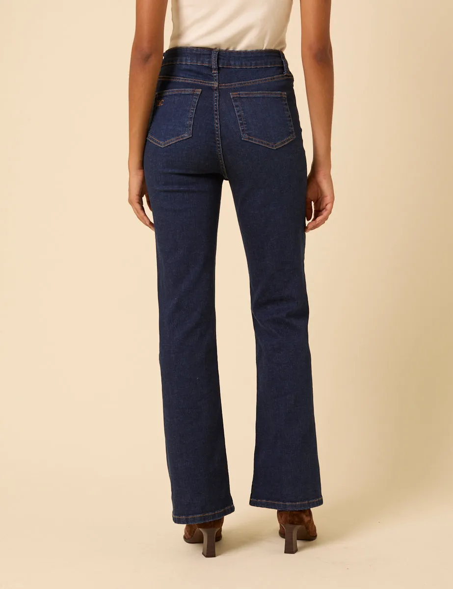 Dark Blue High Rise Mayfair Bootcut Jeans sold by Nobody's Child product image thumbnail 5