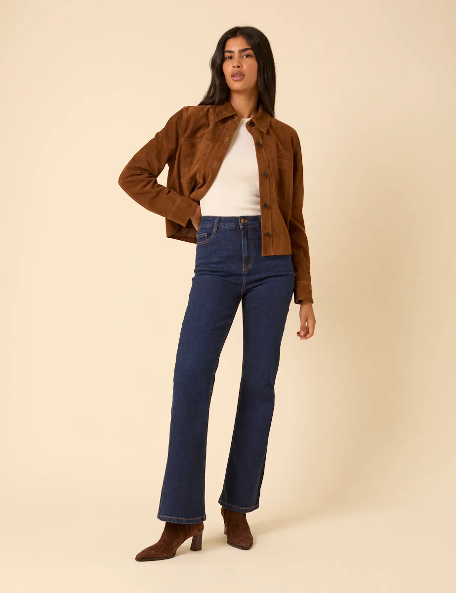 Dark Blue High Rise Mayfair Bootcut Jeans sold by Nobody's Child