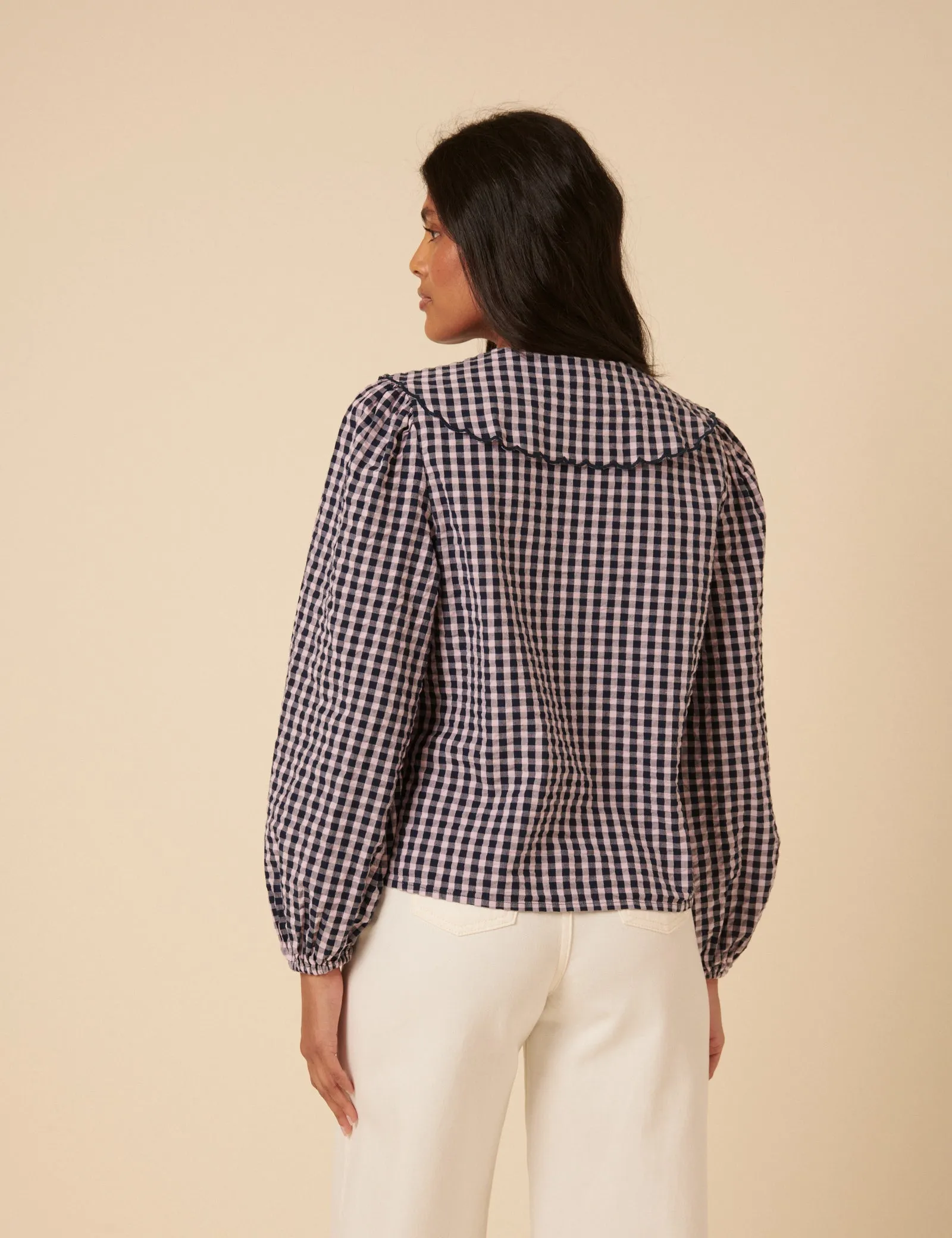 Black And Pink Gingham Peter Pan Collar Blouse sold by Nobody's Child product image thumbnail 4