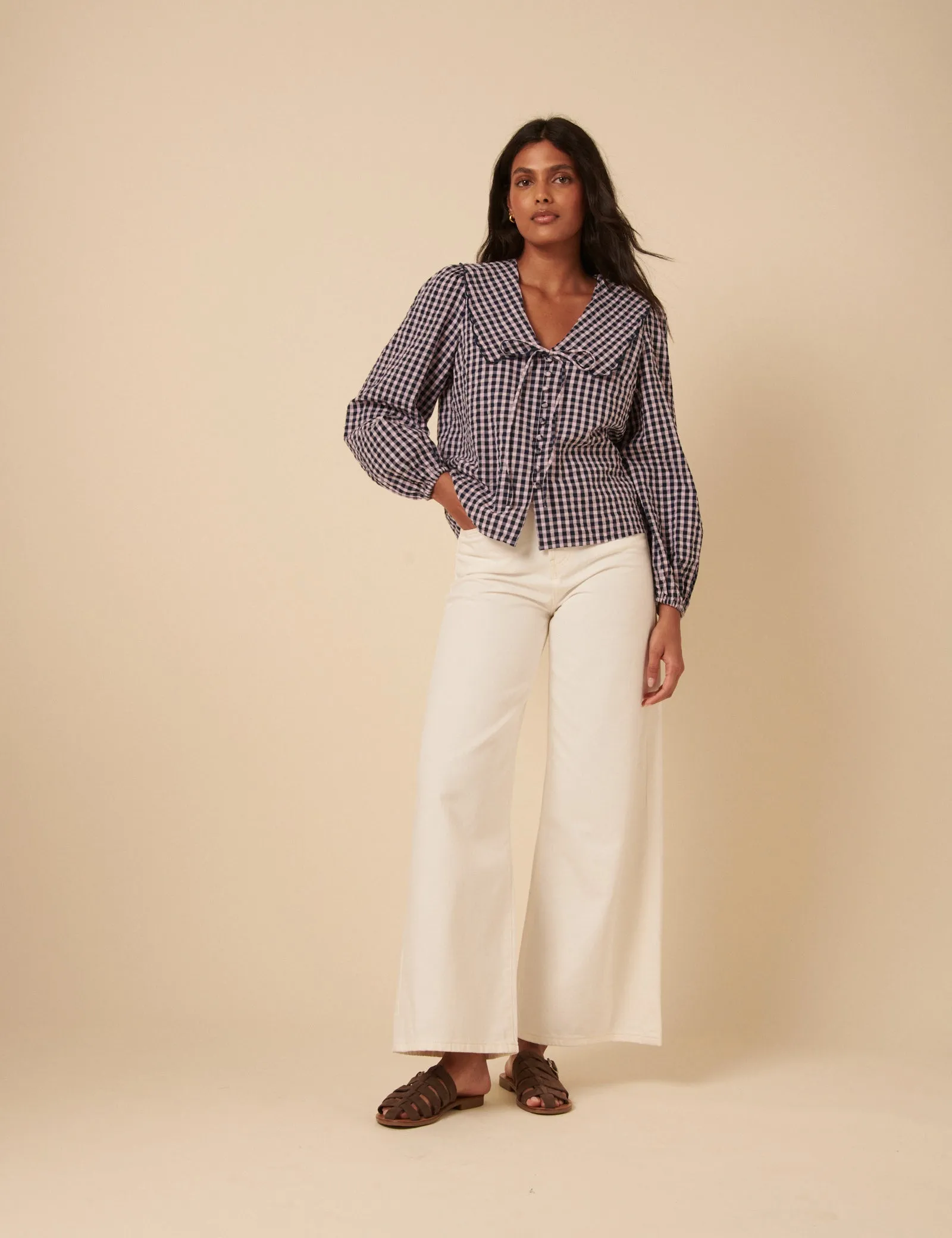 Black And Pink Gingham Peter Pan Collar Blouse sold by Nobody's Child product image thumbnail 2