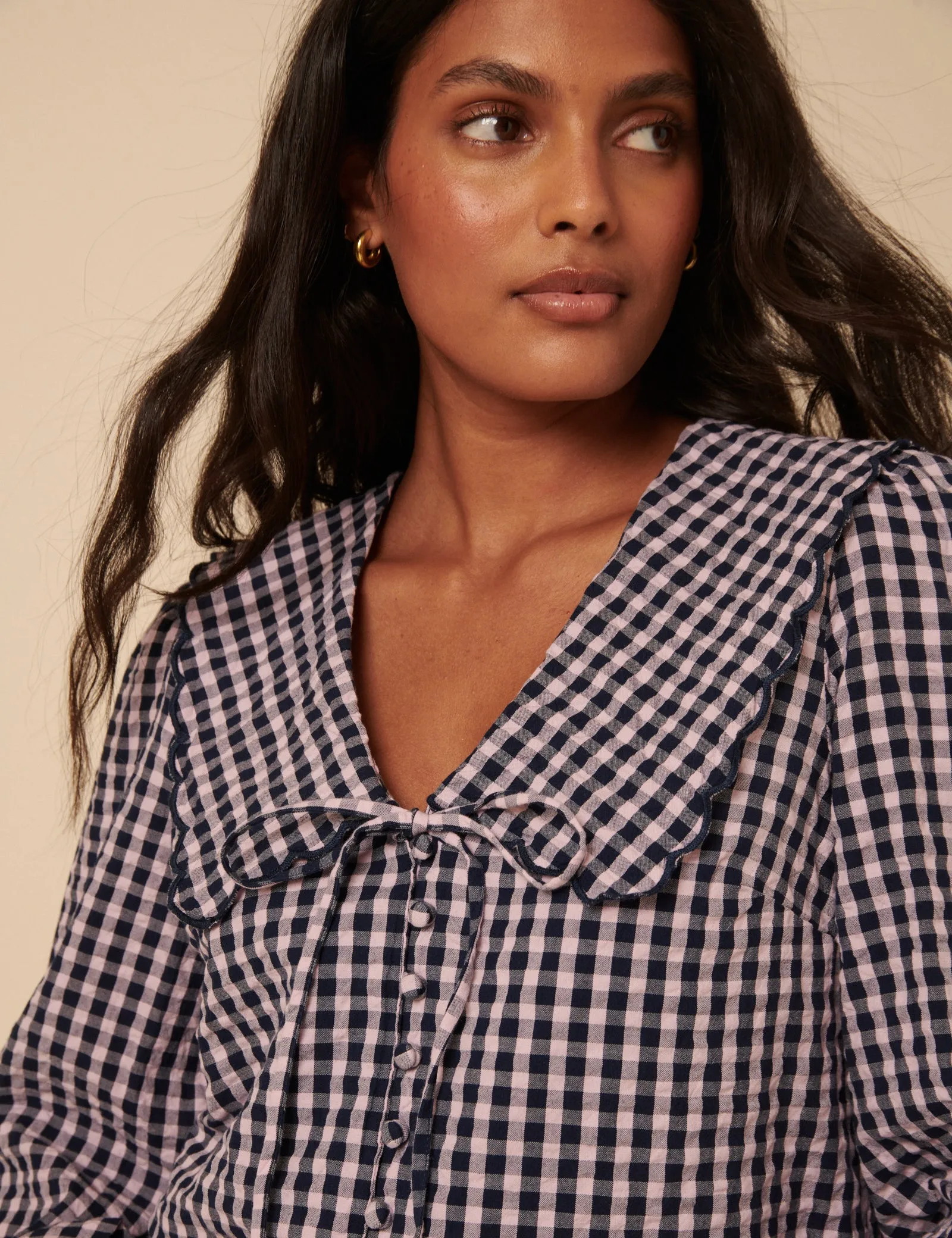 Black And Pink Gingham Peter Pan Collar Blouse sold by Nobody's Child product image thumbnail 3