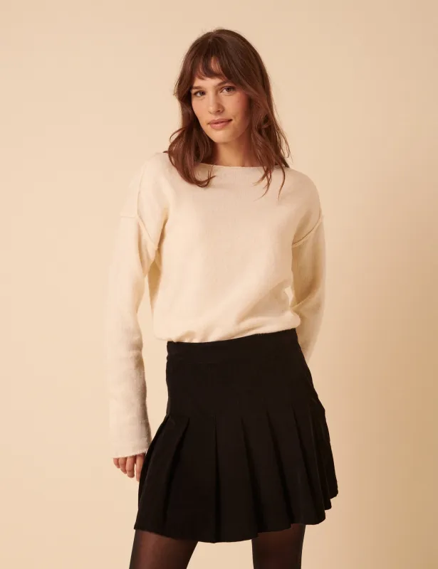 Black Cord Pleated Mini Skirt sold by Nobody's Child