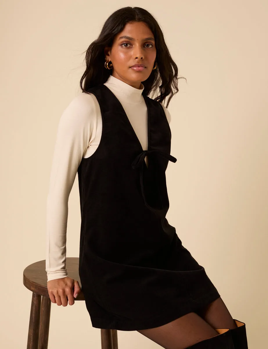 Black Cord Nila Pinafore Mini Dress sold by Nobody's Child product image thumbnail 4