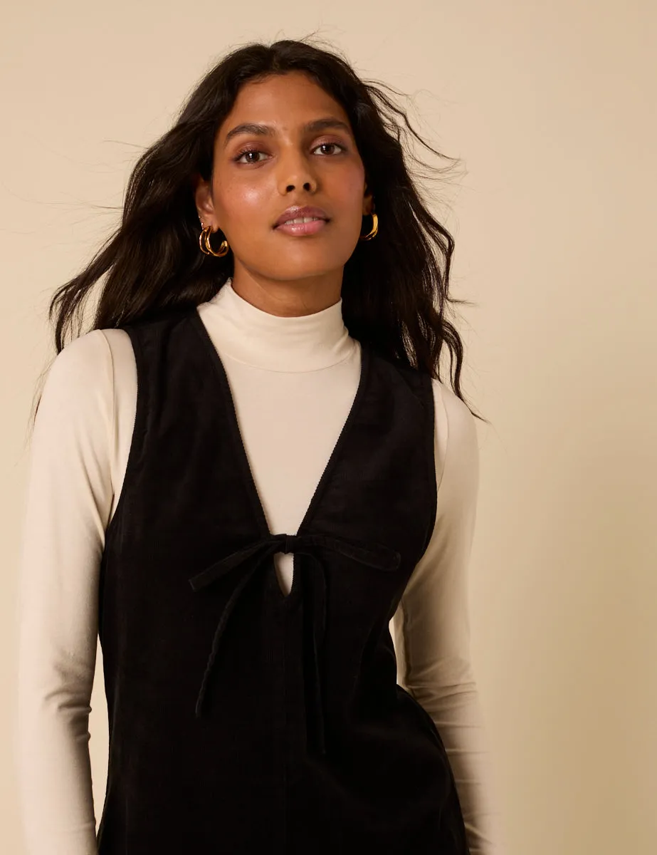 Black Cord Nila Pinafore Mini Dress sold by Nobody's Child product image thumbnail 3