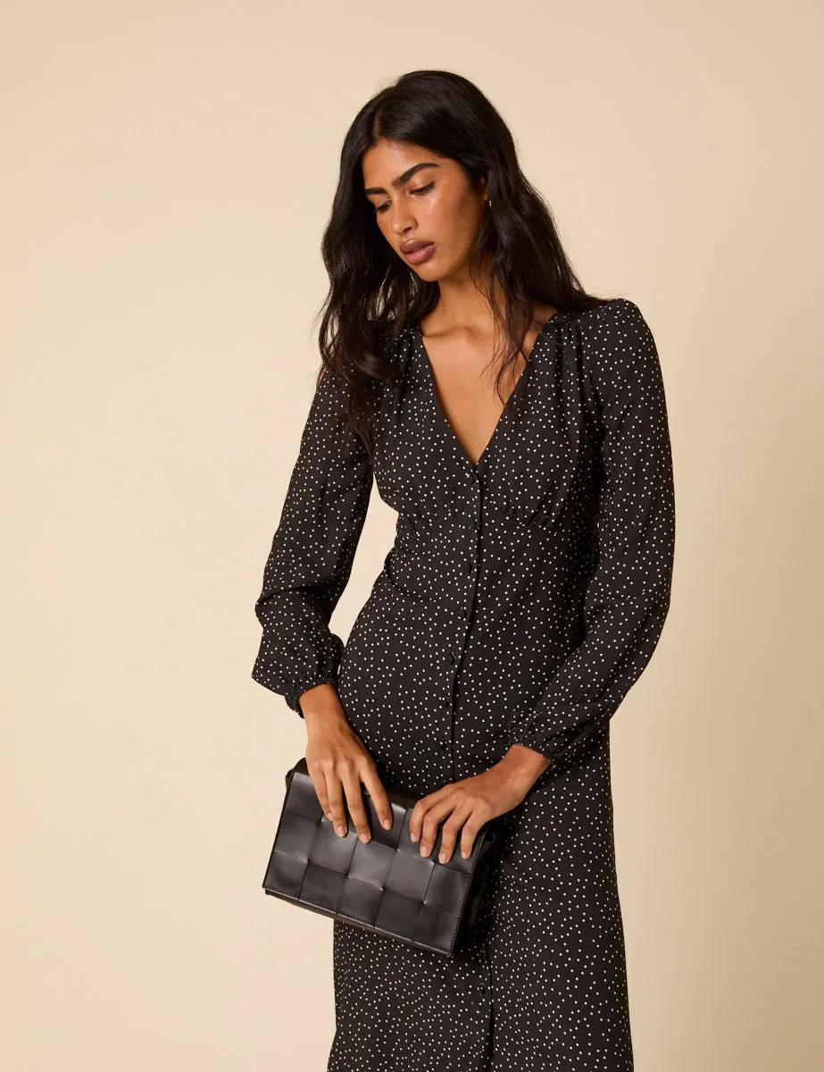 Black Polka Dot Kennedy Midi Dress sold by Nobody's Child product image thumbnail 4