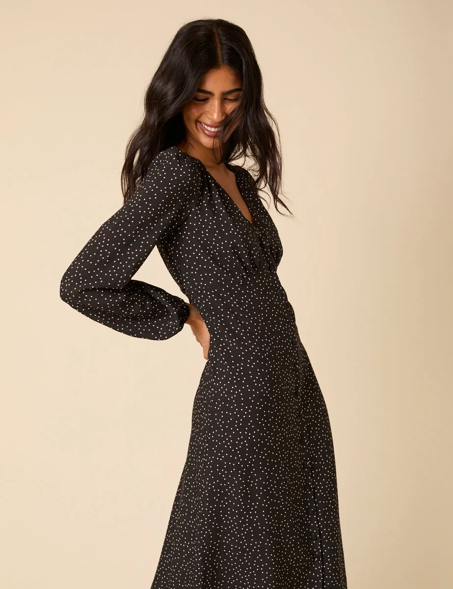 Black Polka Dot Kennedy Midi Dress sold by Nobody's Child product image thumbnail 2