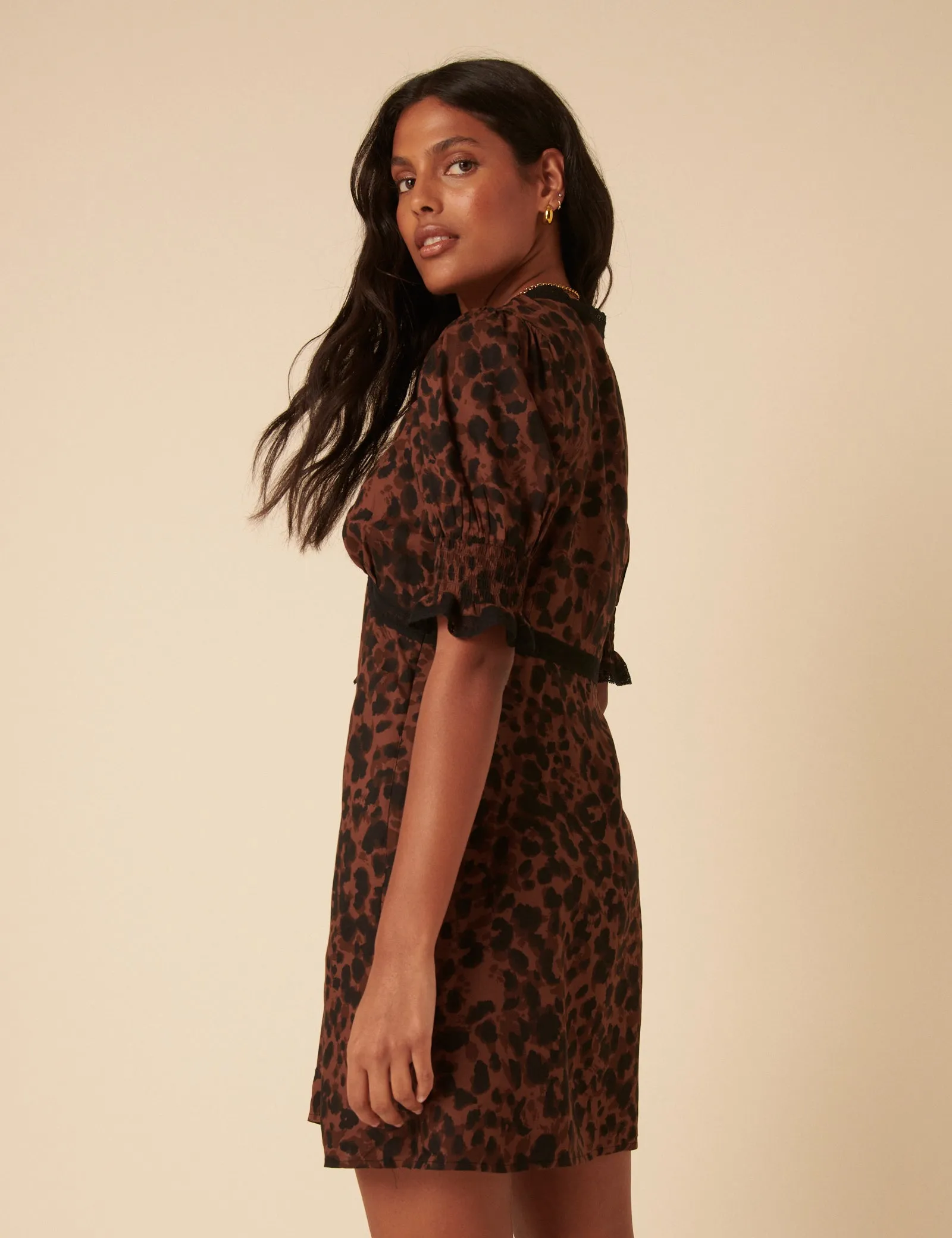Brown Animal Print Mini Dress sold by Nobody's Child product image thumbnail 5