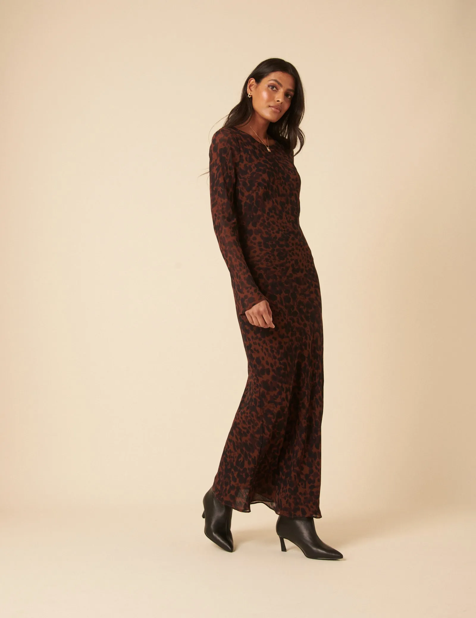 Brown Animal Print Clarissa Midi Dress sold by Nobody's Child product image thumbnail 4