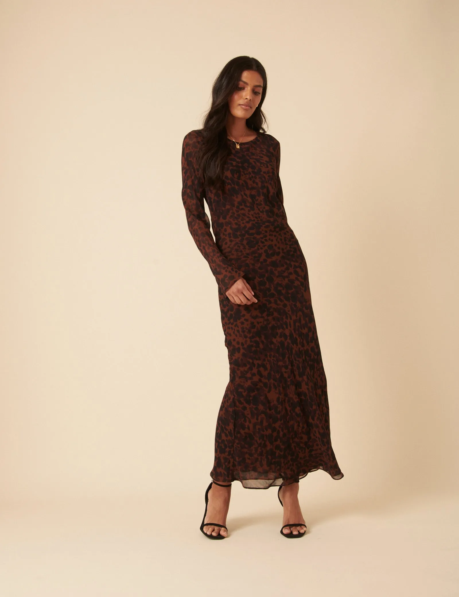 Brown Animal Print Clarissa Midi Dress sold by Nobody's Child