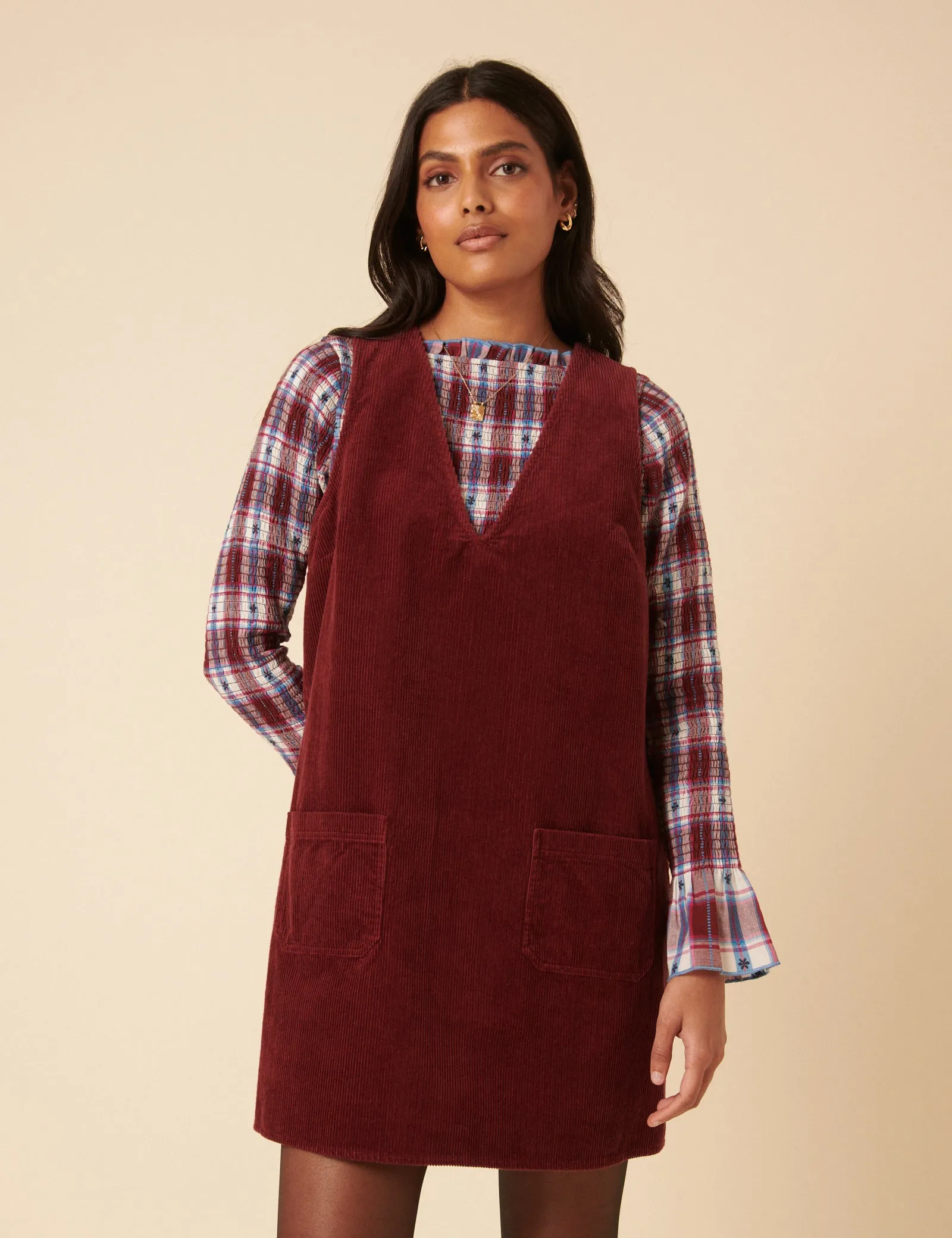 Red Piper Pinafore Mini Dress sold by Nobody's Child product image thumbnail 3