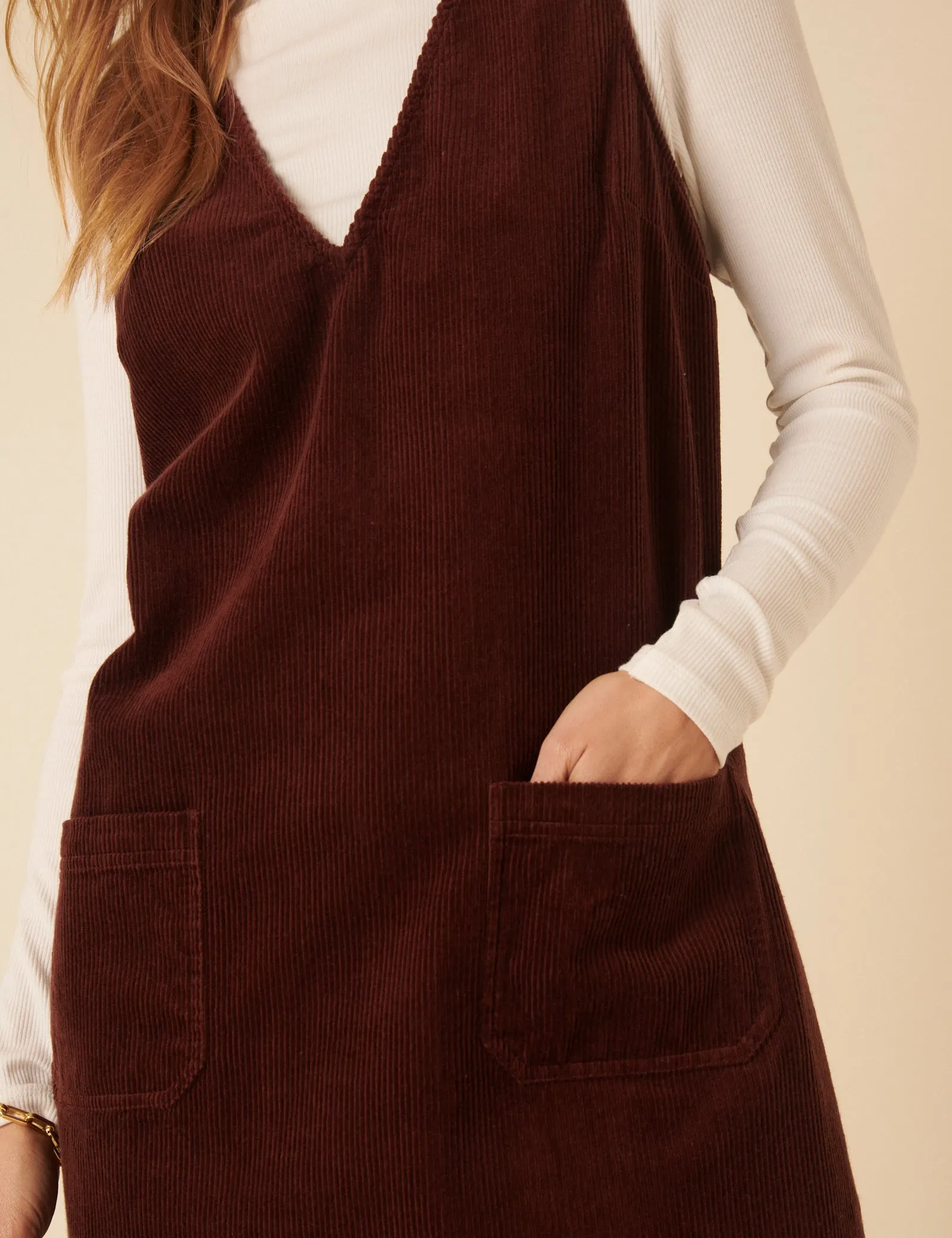 Brown Cord Pinafore Mini Dress sold by Nobody's Child product image thumbnail 3