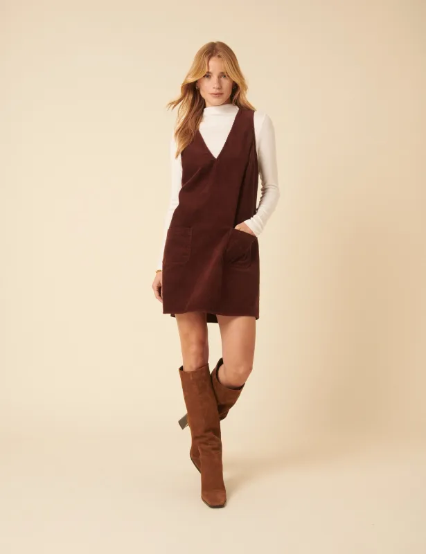Brown Cord Pinafore Mini Dress sold by Nobody's Child