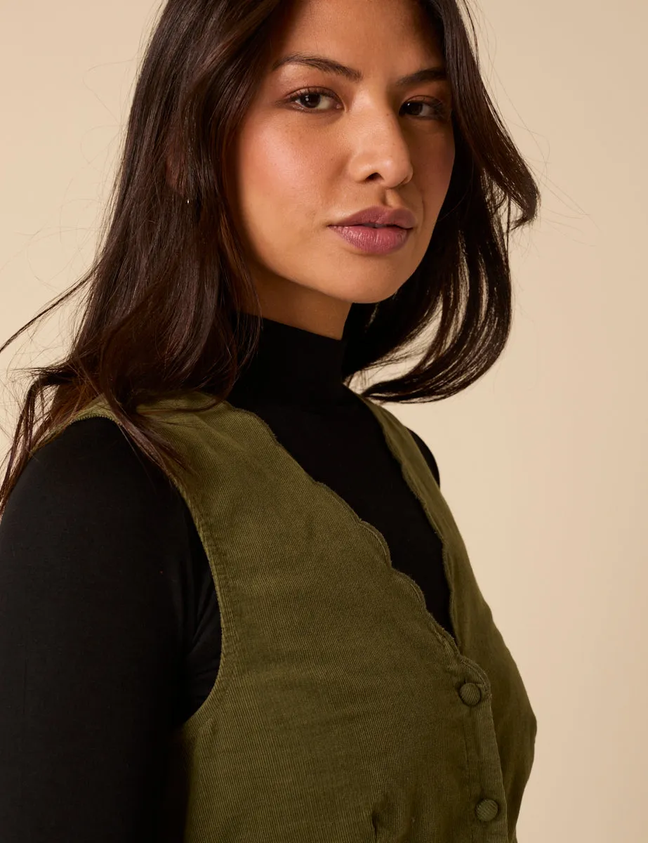 Green Cord Leone Pinafore Mini Dress sold by Nobody's Child product image thumbnail 2