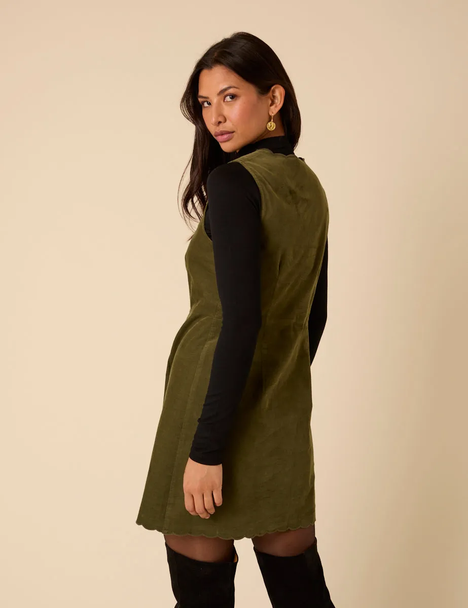 Green Cord Leone Pinafore Mini Dress sold by Nobody's Child product image thumbnail 5