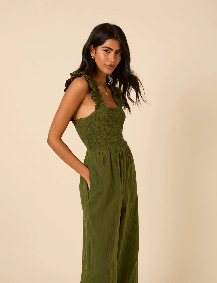 Khaki Cropped Length Maya Jumpsuit sold by Nobody's Child product image thumbnail 2