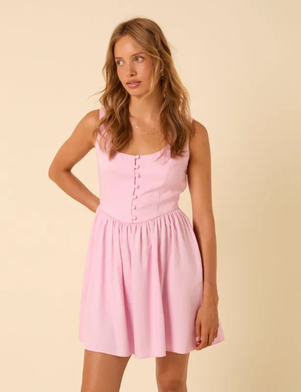 Pink Drop Waist Cora Mini Dress sold by Nobody's Child