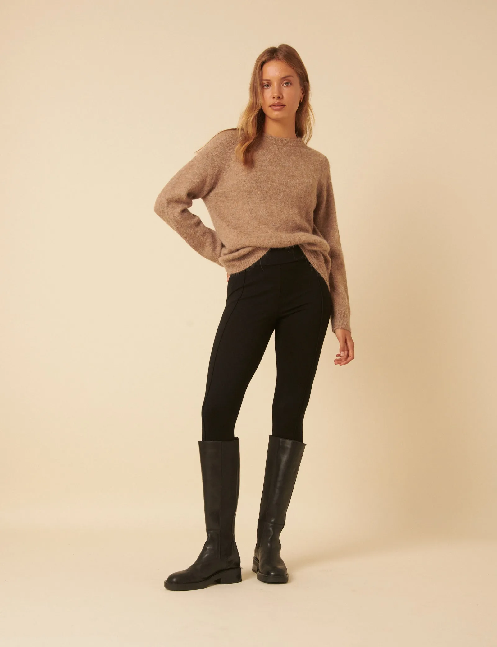 Black High Waisted Ponte Leggings sold by Nobody's Child product image thumbnail 2
