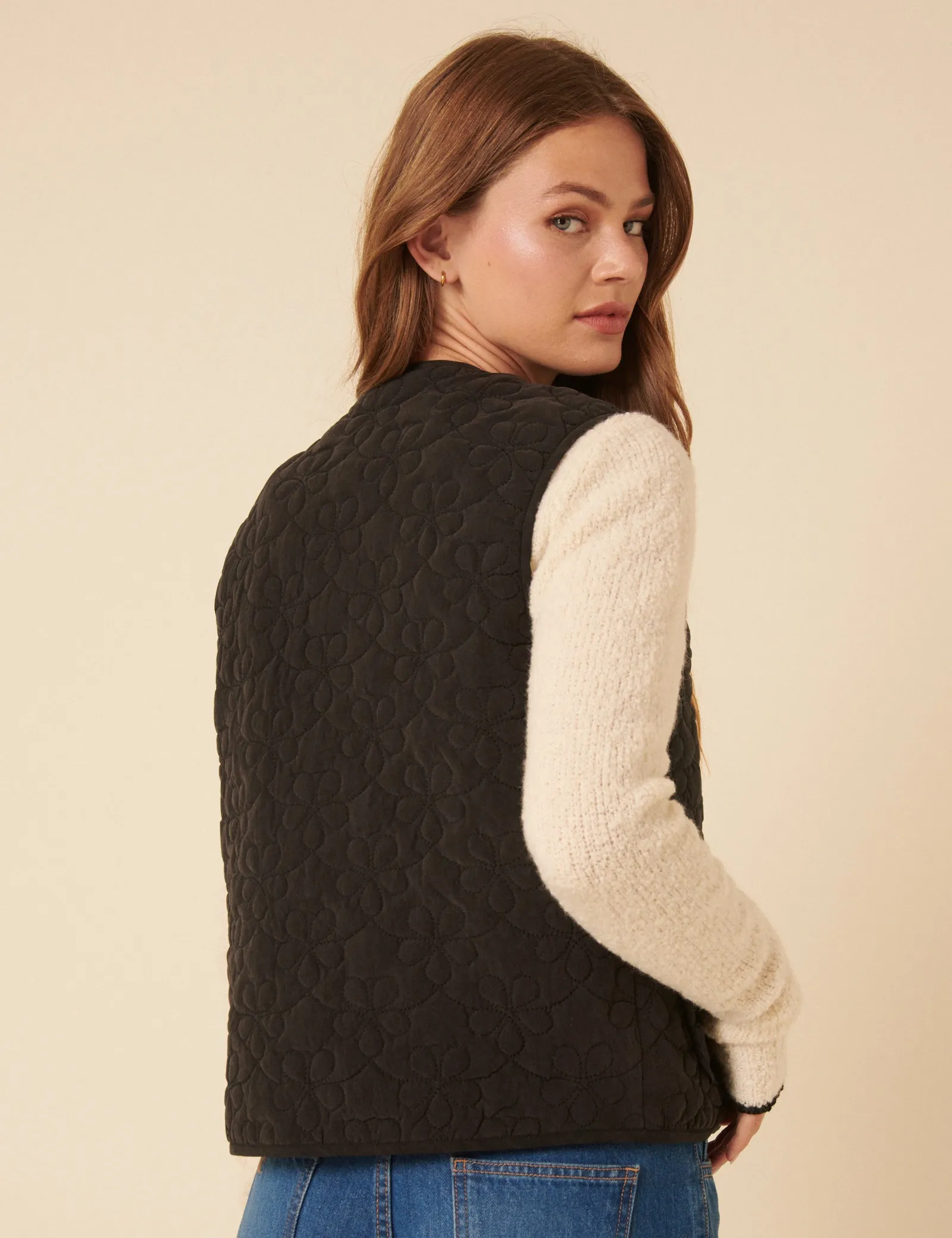 Black Tie Front Quilted Gilet sold by Nobody's Child product image thumbnail 5