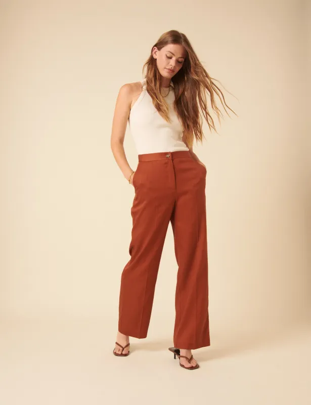 Burnt Orange Tailored Trousers sold by Nobody's Child