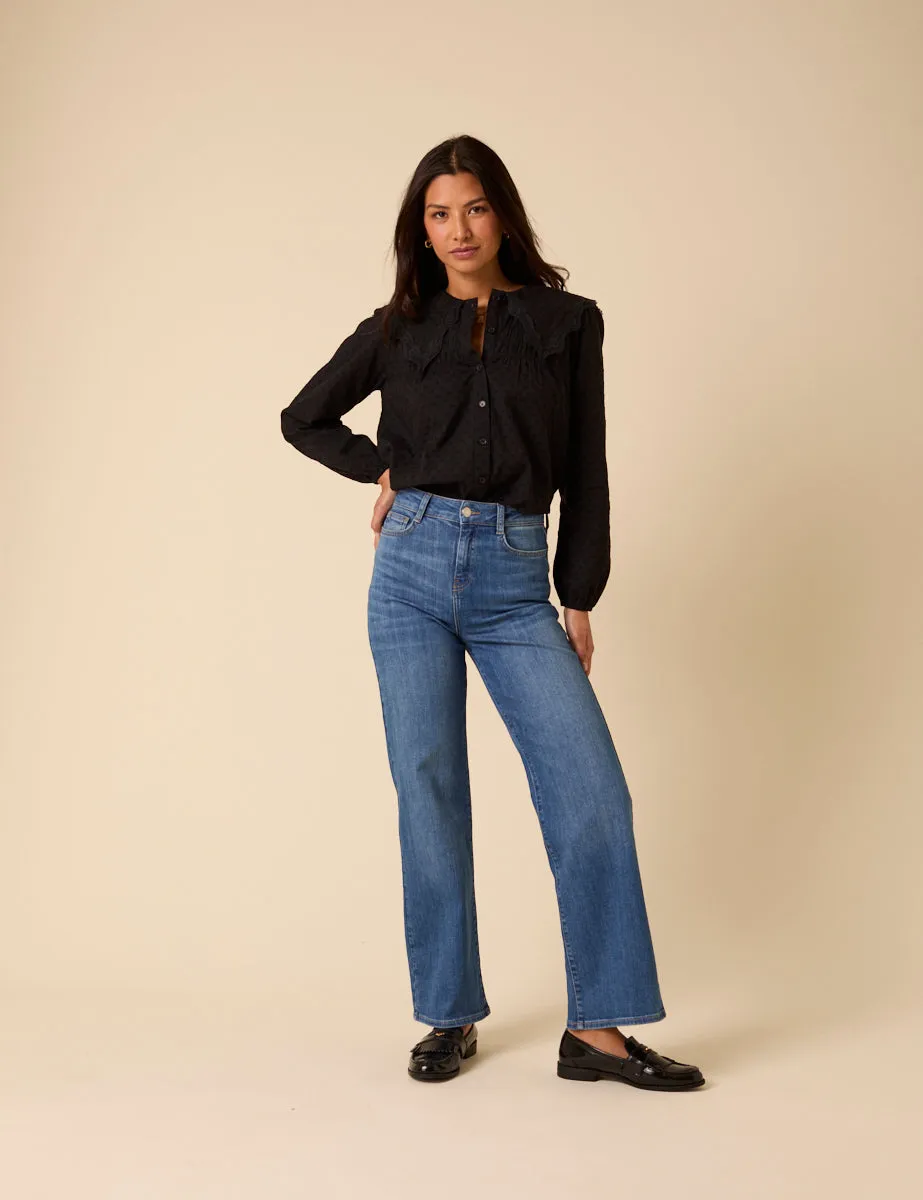 Black Embroidered Peter Pan Collar Blouse sold by Nobody's Child product image thumbnail 3