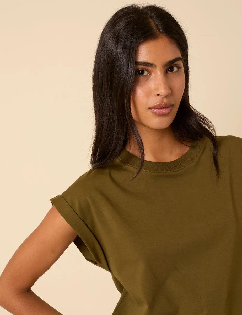 Khaki Green Cap Sleeve T-Shirt sold by Nobody's Child product image thumbnail 5