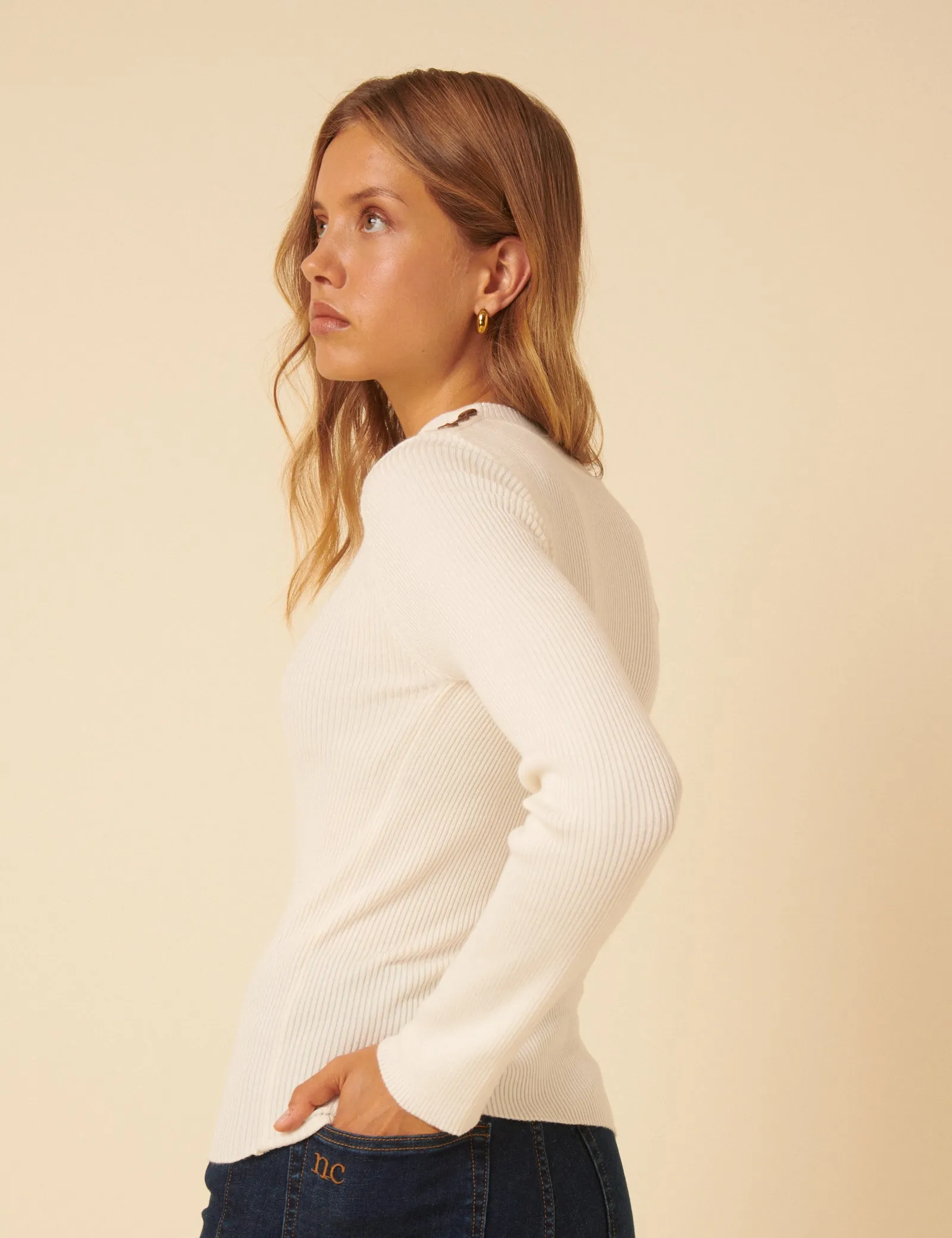 White High Neck Ribbed Knitted Top sold by Nobody's Child product image thumbnail 3