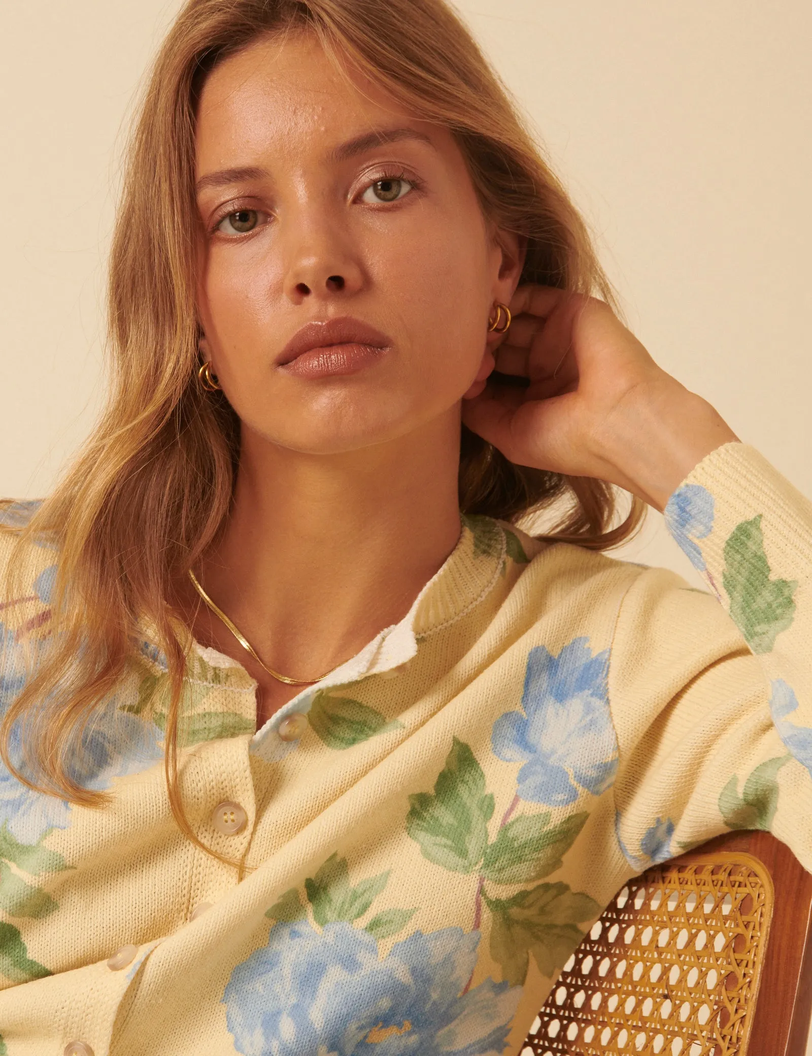 Yellow Floral Crew Neck Cardigan sold by Nobody's Child product image thumbnail 4