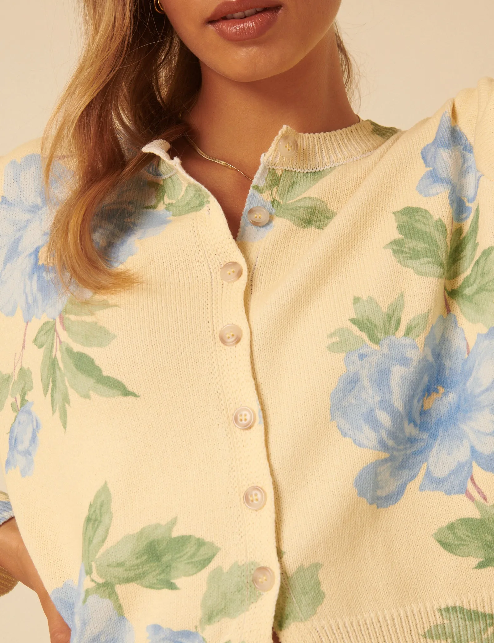 Yellow Floral Crew Neck Cardigan sold by Nobody's Child product image thumbnail 2