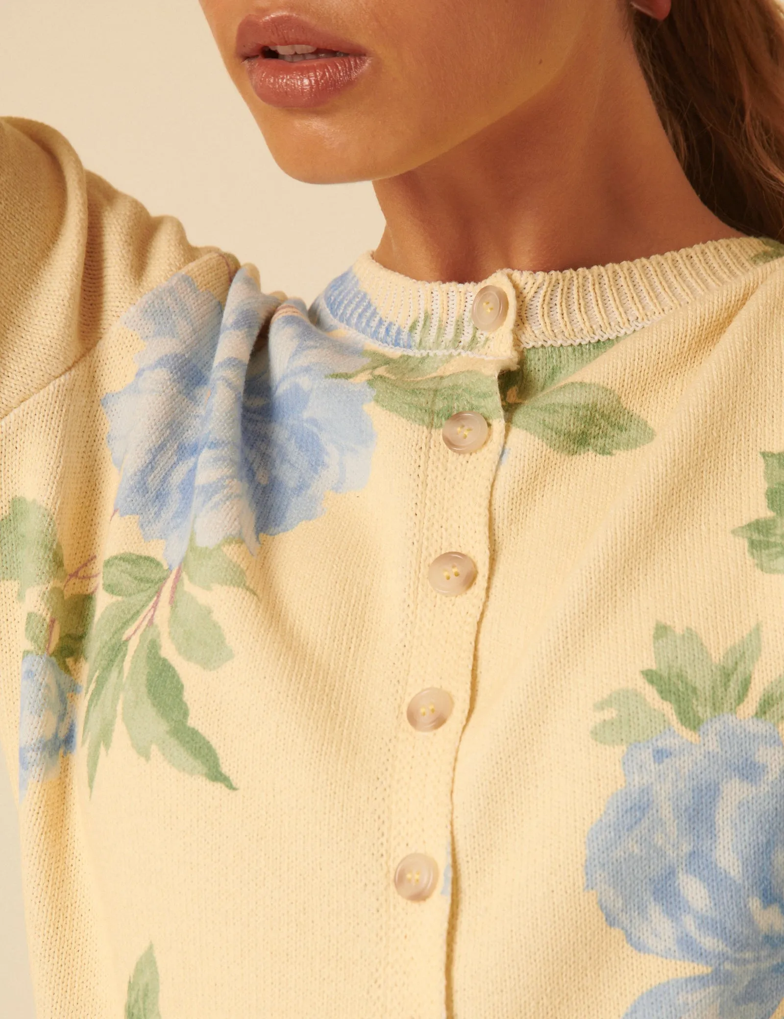 Yellow Floral Crew Neck Cardigan sold by Nobody's Child product image thumbnail 5