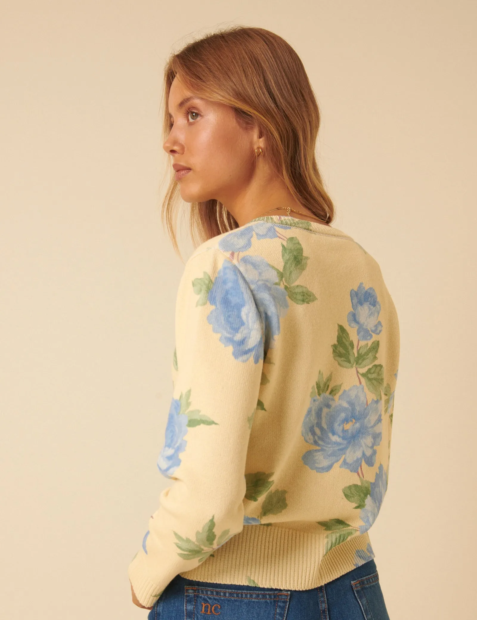 Yellow Floral Crew Neck Cardigan sold by Nobody's Child product image thumbnail 3