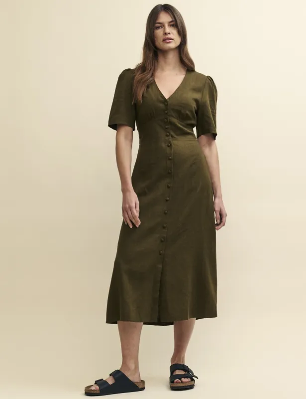 Khaki Green Alexa Midi Dress sold by Nobody's Child