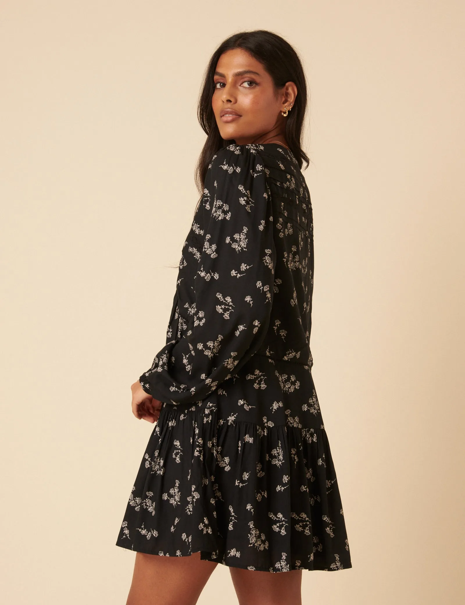 Black Printed Long Sleeve Marley Mini Dress sold by Nobody's Child product image thumbnail 5