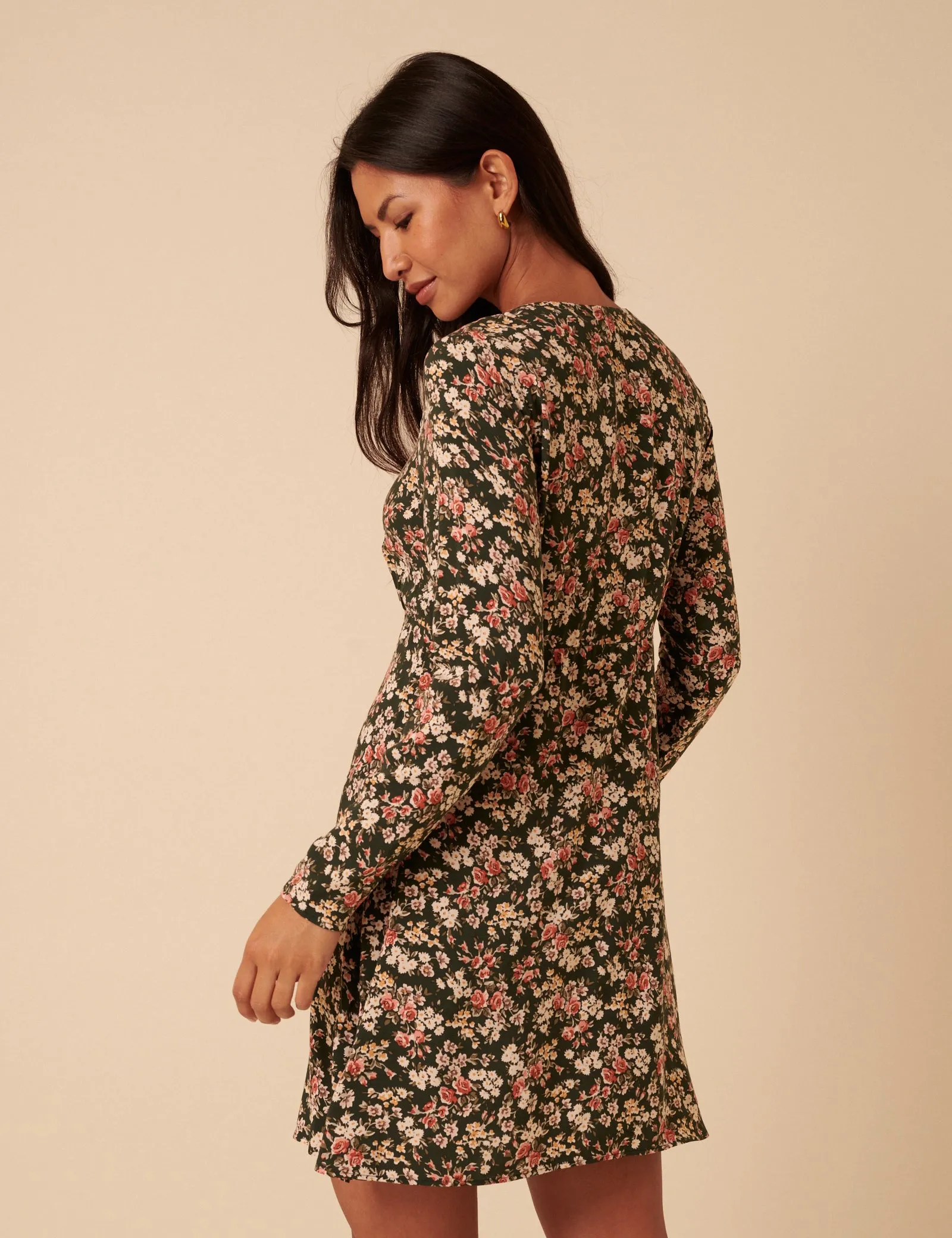Green Ditsy Floral Long Sleeve Tessa Mini Dress sold by Nobody's Child product image thumbnail 5
