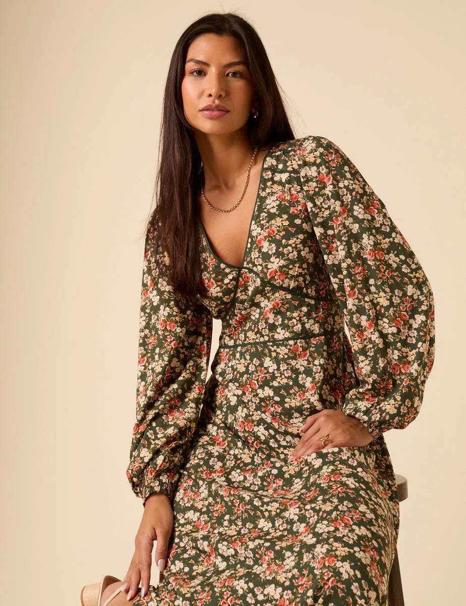 Green Ditsy Floral Remy Midi Dress sold by Nobody's Child product image thumbnail 2