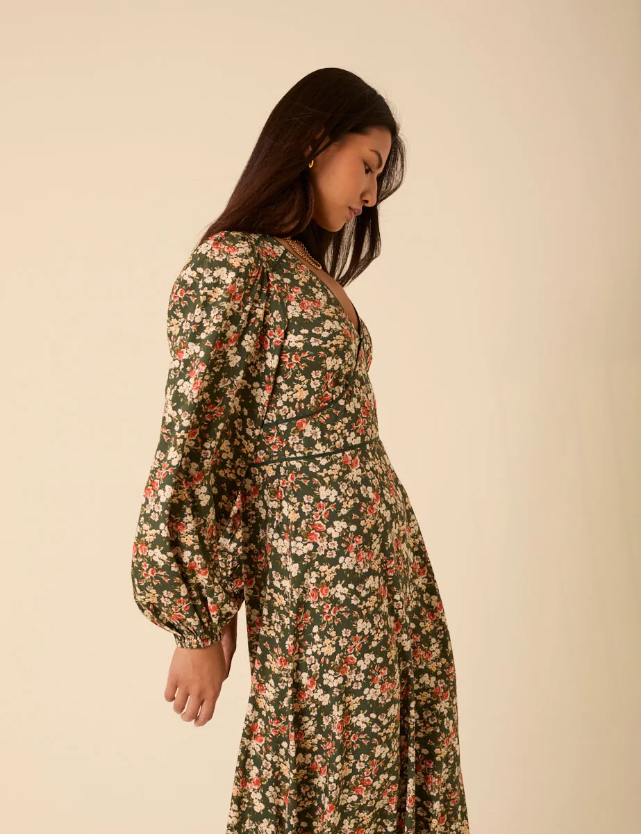 Green Ditsy Floral Remy Midi Dress sold by Nobody's Child product image thumbnail 4