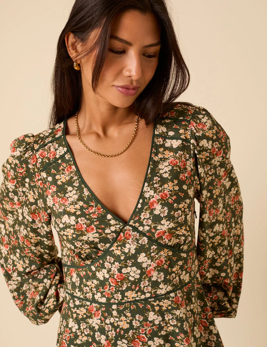 Green Ditsy Floral Remy Midi Dress sold by Nobody's Child product image thumbnail 3