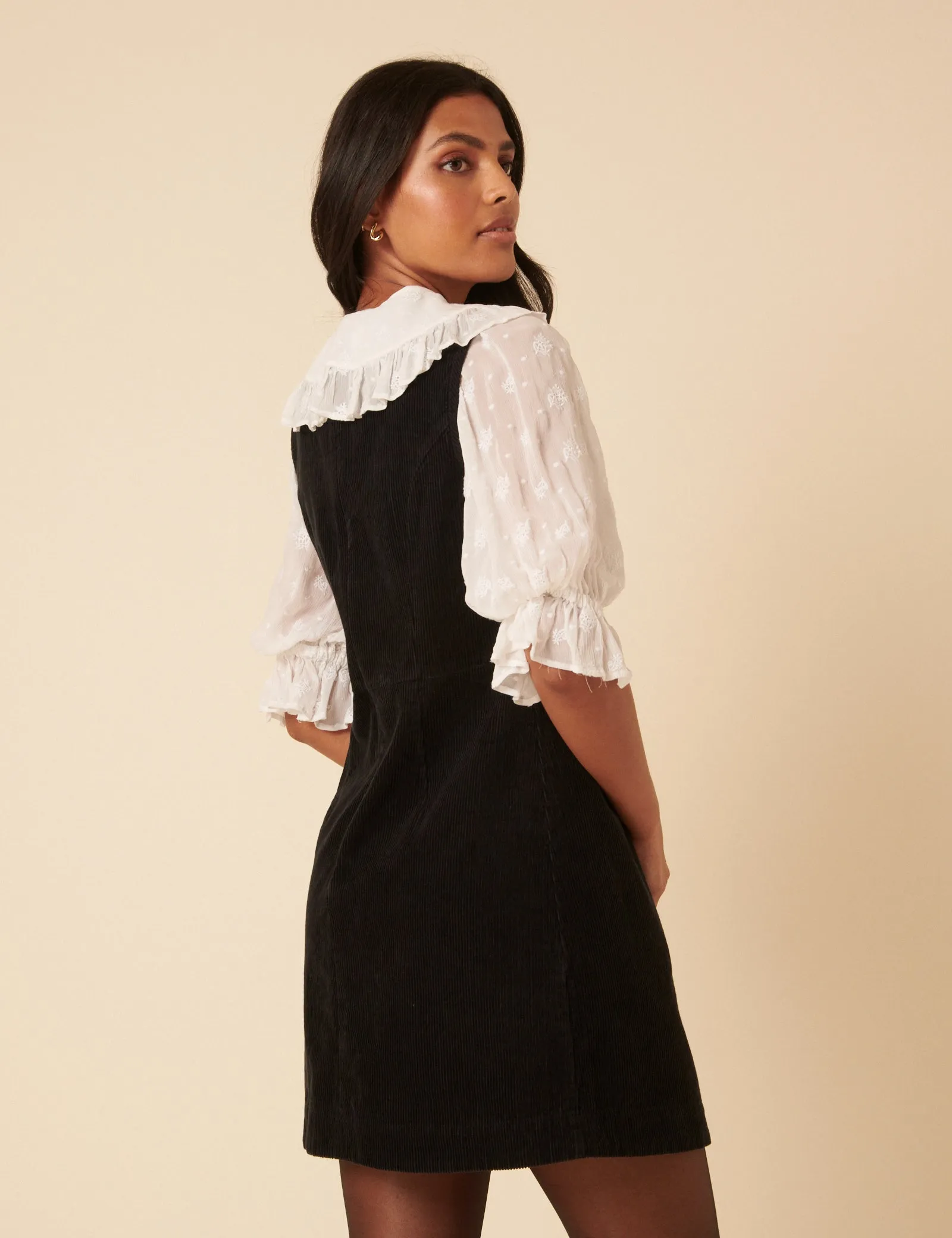 Black Cord Birch Pinafore Mini Dress sold by Nobody's Child product image thumbnail 5